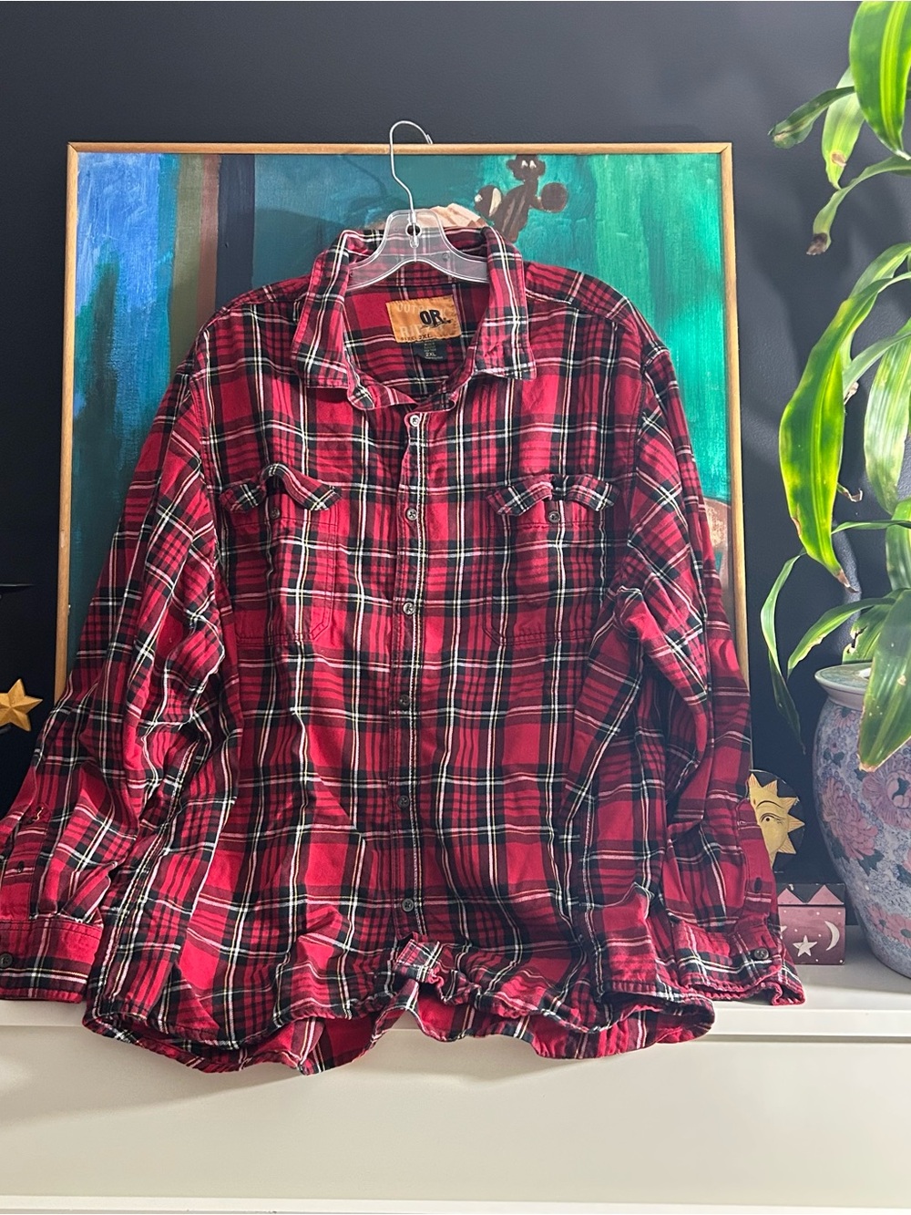Outdoor Research Red Plaid Flannel Button Up Shirt Men’s 2XL XXL